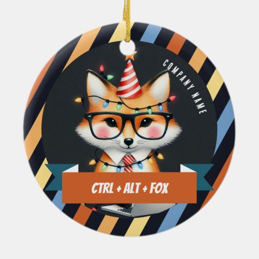 Ctrl + Alt + Fox- オフィスのクリスマス セラミックオーナメント (裏面)