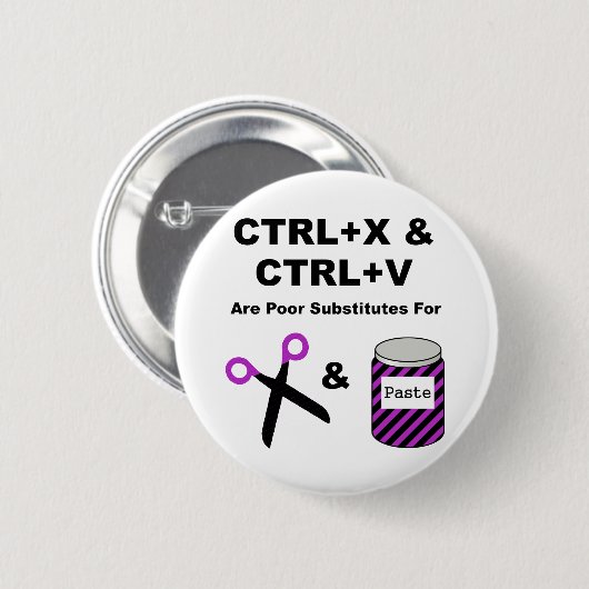 CTRL+X及びCTRL+はさみ及びのり対V 缶バッジ (正面&裏面)