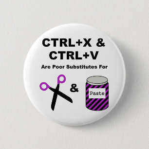 CTRL+X及びCTRL+はさみ及びのり対V 缶バッジ