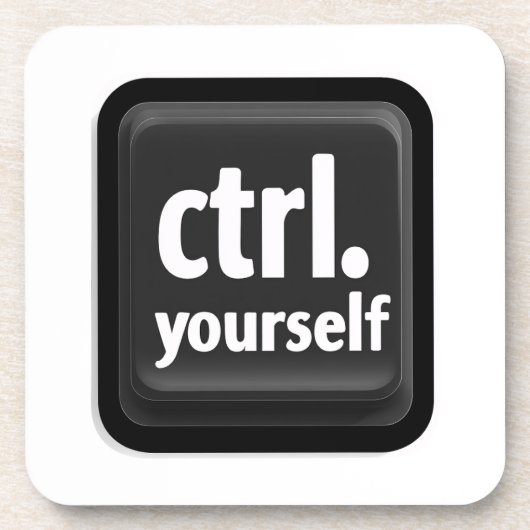 「Ctrl Yourself」キーイラスト – シンプルなモチベーション コースター (正面)