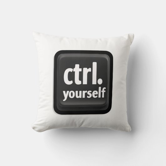 「Ctrl Yourself」キーイラスト – ミニマリストモチベ クッション (正面)
