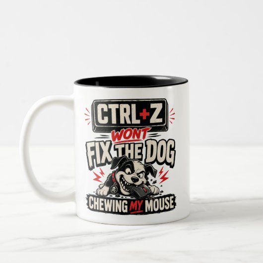 CTRL + Z ではマウスを噛む犬は直せない ツートーンマグカップ (左)