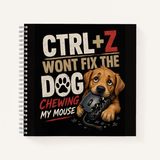 CTRL + Z で犬がかじったマウスは元に戻らない ノートブック (正面)