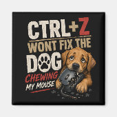 CTRL + Z で犬がかじったマウスは元に戻らない マグネット (正面)