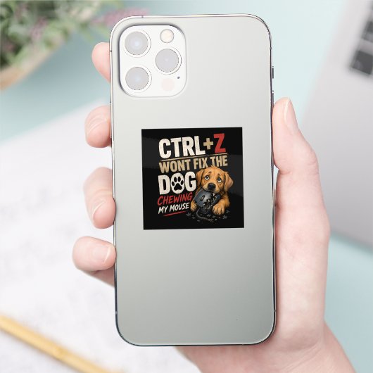 CTRL + Z で直らないわんこがマウスをかじる シール (スマートフォン)