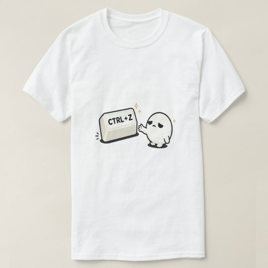 Ctrl Z 失敗を戻そう - 面白い テクノロジー かわいい キャラクター Tシャツ (デザイン正面)
