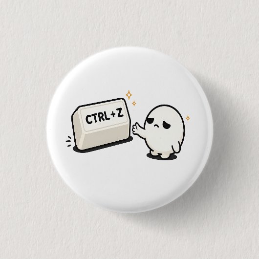 Ctrl Z 間違いを戻そう - おもしろくて可愛いテクノロジーキャラ 缶バッジ (正面)