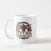 Ctt石油探査と牛油田牧場Tシャツ コーヒーマグカップ (左)