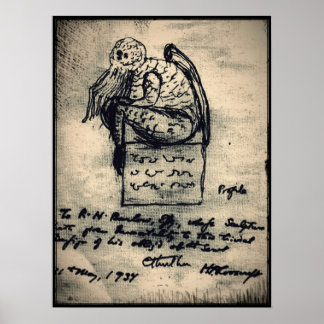 Ctulhuオリジナルスケッチby HP Lovecraft ポスター