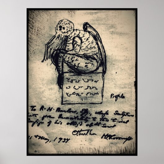 Ctulhuオリジナルスケッチby HP Lovecraft ポスター (正面)