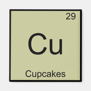 Cu -カップケーキおもしろい化学要素シンボルT型 マグネット