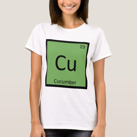 Cu – キュウリ植物化学周期表 tシャツ (正面)