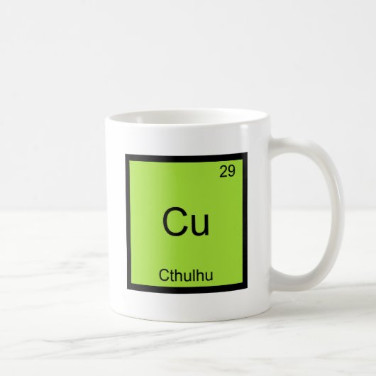 CU - Cthulhuおもしろいな化学要素の記号のティー コーヒーマグカップ (右)