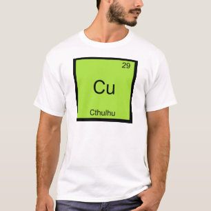 Cu - Cthulhu化学おもしろい要素シンボルT型 Tシャツ