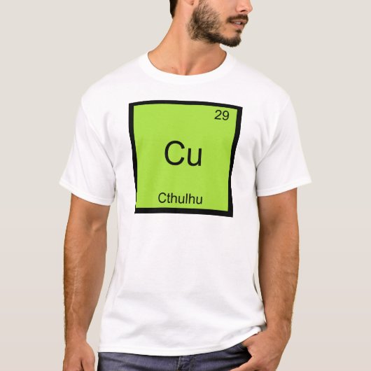 Cu - Ctulhu化学素おもしろい子シンボルティー Tシャツ (正面)