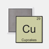 Cu - Cupcakes化学素おもしろい子シンボルティー マグネット (正面/裏面)