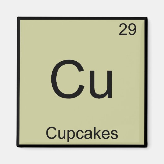 Cu - Cupcakes化学素おもしろい子シンボルティー マグネット (正面)