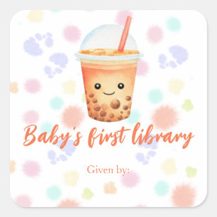 cu-tea タピオカティー - 赤ちゃんの最初の図書館 スクエアシール
