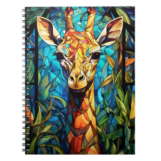 Cuaderno Animales En Arte Vitral Jirafa ノートブック (正面)