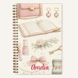 Cuaderno Coquette Aesthetic Pink Bow Makeup Person ノートブック