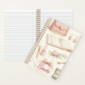 Cuaderno Coquette Aesthetic Pink Bow Makeup Person ノートブック (内側)