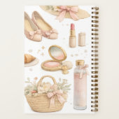Cuaderno Coquette Aesthetic Pink Bow Makeup Person ノートブック (裏面)