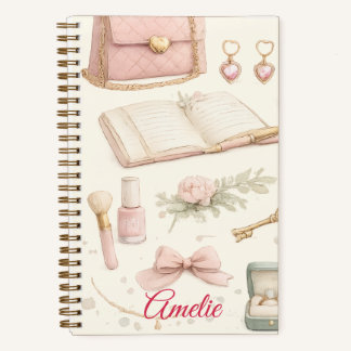 Cuaderno Coquette Aesthetic Pink Bow Makeup Person ノートブック