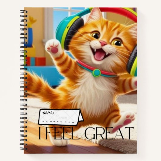 Cuaderno en espiral con lindo diseño gato. ノートブック (正面)