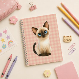Cuaderno espiral con diseño de lindo gatito siamés ノートブック