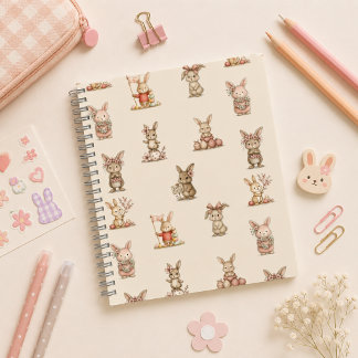 Cuaderno espiral con diseño de lindos conejitos ノートブック