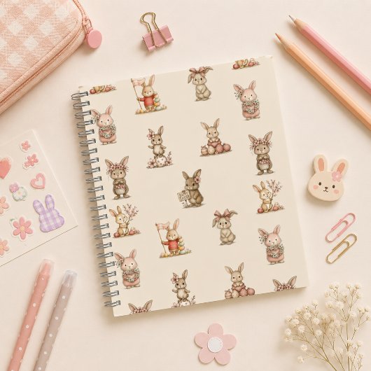 Cuaderno espiral con diseño de lindos conejitos ノートブック