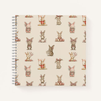 Cuaderno espiral con diseño de lindos conejitos ノートブック