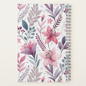 Cuaderno Floral Watercolor Lilies Pink ノートブック (裏面)