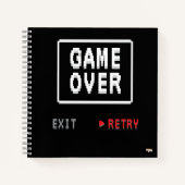 Cuaderno Game Over Retry Insert Coin ノートブック (正面)