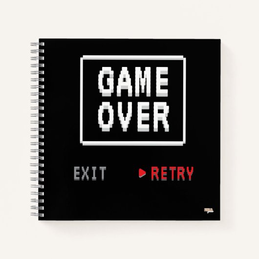 Cuaderno Game Over Retry Insert Coin ノートブック (正面)
