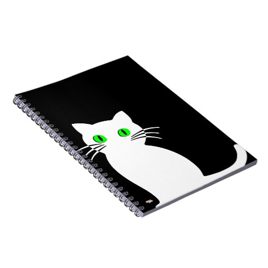 Cuaderno Glowing Eyes Black & White Cat ノートブック (右側)