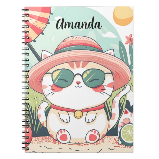 Cuaderno Kawaii Summer Cat ノートブック (正面)