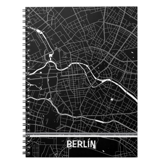 Cuaderno mapa minimalista de Berlín - Negro-blanco ノートブック (正面)