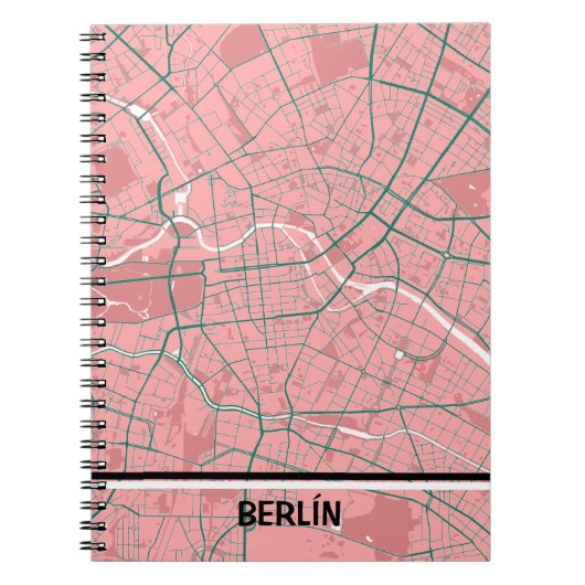 Cuaderno mapa minimalista de Berlín - Rosa-verde ノートブック (正面)