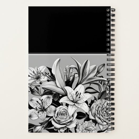 Cuaderno Professional Black & White Flowers ノートブック (裏面)