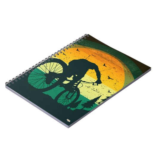 Cuaderno Retro Mountain Biking Adventure Sunset ノートブック (左側)
