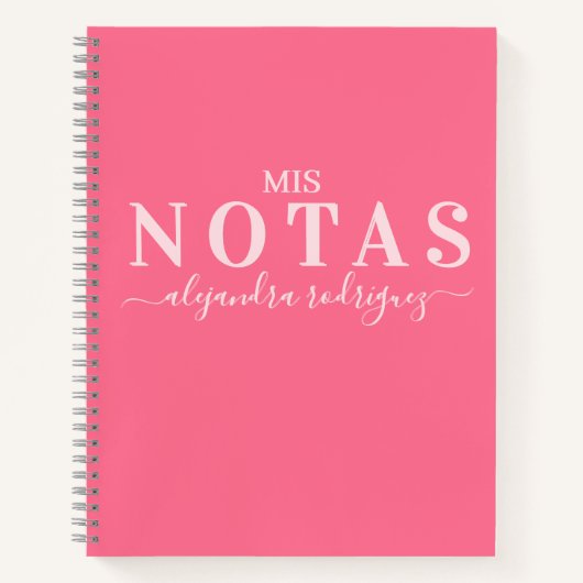 Cuaderno Rosa Coral Elegante con nombre ノートブック (正面)
