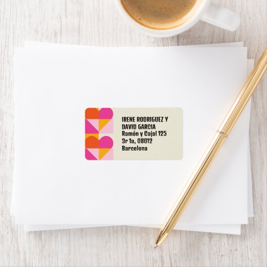 Cuadrícula Corazón Naranja y Rosa ラベル (インサイチュ)