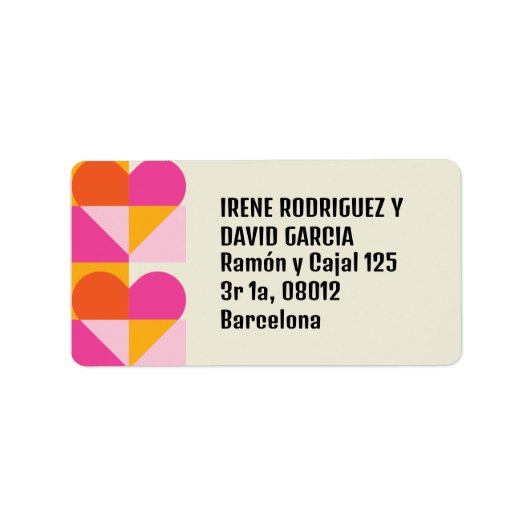 Cuadrícula Corazón Naranja y Rosa ラベル (正面)