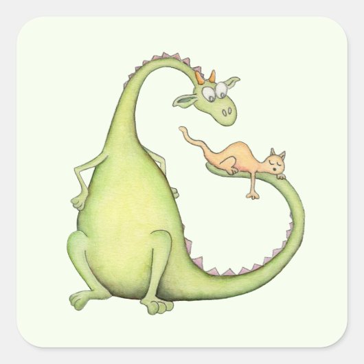 Cuando un dragón encuentra un gato en su cola スクエアシール (正面)