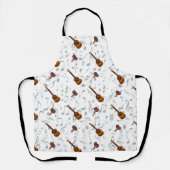 Cuatroとマラカスと音楽ノートWHITE エプロン (正面)