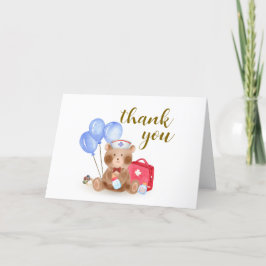 Cubナースドクターテディベアバルーンベビーシャワー サンキューカード