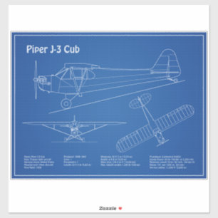 Cub飛行機 – 飛行機の設計図の計画AD シール
