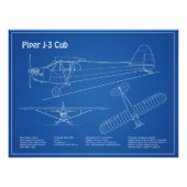 Cub飛行機 – 飛行機の設計図の計画AD フォトプリント (正面)