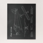 Cub飛行機 – 飛行機の設計図の計画PD ジグソーパズル (縦)